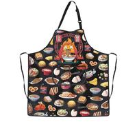 PXTIDY Fire Anime Inspired Apron Japanese Anime Gifts Demon Flame Breakfast Grilling Apron with Pockets Cartoon Merch for Fan