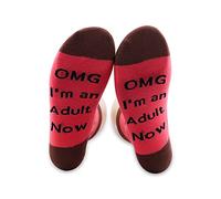 PXTIDY Funny Adult Birthday Gifts 18th Birthday Socks OMG I'm an Adult Now Socks Gifts for Adult 18th Birthday 18 Year Old Girl Gift (Adult Now)