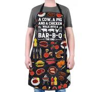 PXTIDY Funny BBQ Apron A Cow A Pig And A Chicken Walk Into A Bar BBQ Grilling Apron Humorous Farm Animal Grill Master Gift