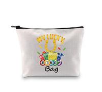 PXTIDY Funny Bingo Gifts Bingo Player Cosmetic Bag Bingo Gambler Gift My Lucky Bingo Bag Gambling Organizer Bag Bingo Game Lover Gift for Bingo Lady Bingo Queen, Beige