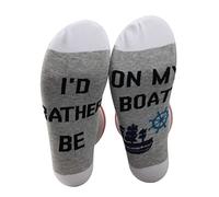 PXTIDY Funny Sailing Socks - Boating Captain Gifts I'd Rather Be On My Boat Novelty Boat Captain Socks Cruise Gifts