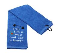 PXTIDY Gym Workout Towels Fitness Gift Train Like a Beast Look Like a Beauty Embroidered Sports Teem Hand Towel Workout Gift for Bodybuilder (Sport)