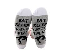 PXTIDY Gymnastics Socks Eat Sleep Gymnastics Repeat Crew Socks For Women Men Gymnastic Sport Class Gift For Gymnast