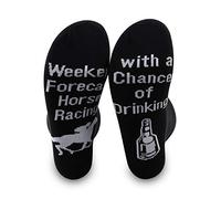 PXTIDY Horse Racing Gifts Drinking Beer Lover Gift Weekend Forecast Horse Racing Chance of Drinking Crew Socks Retirement Gift for Horse Lover Equestrian Beer Lover (Forecast Horse Racing)