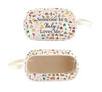 PXTIDY Italy Clear Toiletry Bag Long Distance Relationships Gift Someone In Italy Loves Me Makeup Bag Italianate Travel Gift, Beige, Fashion