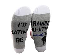 PXTIDY Jiu Jitsu Gifts Martial Art Socks I'd Rather Be Training Jiu-Jitsu Novelty Socks Brazilian Jiu Jitsu Judoka Gifts for Martial Art Lovers (TRAINING JIU-JITSU)