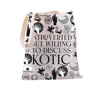 PXTIDY KOTLC Gifts KOTLC Tote Bag Introverted But Willing To Discuss KOTLC Tote Bag Team Foster Keefe Merch KOTLC Reader Gift