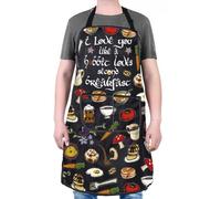 PXTIDY L-OTR Inspired Apron I Love You Like a Hobbit Loves Second Breakfast Quote Kitchen Apron with Pockets Movie Lover Gifts