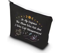 PXTIDY Moon Phase Cosmetic Bag Moon Witch Gift in My Defense The Moon was Full and I was Left Unsupervised Makeup Bag Witchcraft Bag Witchy Gifts (Black)