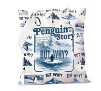 PXTIDY Nihilist Penguin Tote Bag Mountains But Why Motivational Shoulder Bag for Introverts Existential Crisis Gifts, Beige, M