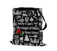 PXTIDY Opera Phanto Drama Inspired Phantom's Mask Makeup Bag Musical Comedy Fans Gift Sorry I Can’t The Angel of Music is Very Strict Zipper Bag (Tote)