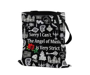 PXTIDY Opera Phanto Drama Inspired Phantom's Mask Makeup Bag Musical Comedy Fans Gift Sorry I Can’t The Angel of Music is Very Strict Zipper Bag (Tote)