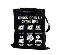 PXTIDY Poker Card Player Tote Bag Things I Do in My Spare Time Play Poker Shopping Bag Casino Gambling Gift For Gambler