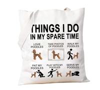PXTIDY Poodle Dog Tote Bag Dog Mama Gift Things I Do In My Spare Time Poodle Pet Dog Lover Shopping Bag Poodle Owner Gift