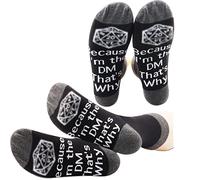 PXTIDY RPG Gaming Socks Dungeons and Dragons Gift Because I'm the DM That's Why Socks D20 Dungeon Master Gift - - Medium