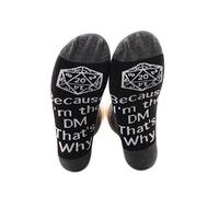 PXTIDY RPG Gaming Socks Dungeons Game Gift Because I'm the DM That's Why Socks D20 Dungeon Dragons Gaming Gift RPG Game Dungeon Master Gift