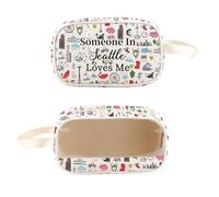 PXTIDY Seattle Souvenir Clear Toiletry Bag Long Distance Relationships Gift Someone In Seattle Loves Me Makeup Bag Travel Gift