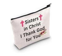 PXTIDY Sisters in Christ Cosmetic Bag Christian Sister Gift Sisters in Christ I Thank God for You Makeup Bag for Christian