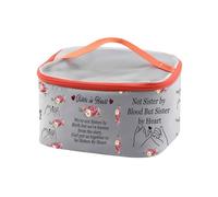 PXTIDY Sisters in Heart Cosmetic Case Not Sister by Blood But Sister by Heart Makeup Bag Funny Friendship Gift for Bestie, Grey, Fashion