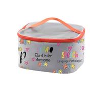 PXTIDY SLPA Gift SLPA The A is for Awesome Cosmetic Case Speech Language Pathology Assistant Gift Speech Therapy Makeup Bag, Grey, Fashion