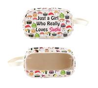 PXTIDY Sushi Lover Gifts Sushi Clear Toiletry Bag Just a Girl Who Really Loves Sushi Cosmetic Bag Japanese Food Sushi Gifts, Beige, Fashion