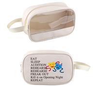PXTIDY Theater Gifts Eat Sleep Audition Theatre Life Clear Toiletry Bag Drama Mask Comedy Tragedy Cosmetic Pouch Actress Gift