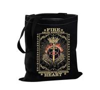 PXTIDY TOG Fire Heart Tarot Style Tote Bag Throne Glass Literary SJM Bookish Gift Fandom Gift For Book Lover Shopping Bag