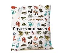 PXTIDY Type Of Dragon Tote Bag Dragon Knowledge Darkstalker Shoulder Bag Dragon Tribes Gift For Dragon Lovers