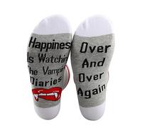 PXTIDY Vampire Inspired Gift Novelty Socks Happiness Is Watching Vampire TV Show Socks TVD Merchandise Vampire TV Series Gift