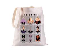 PXTIDY Villains Group Character Witch Canvas Tote Bag - Adult Unisex Gift - Beige - Medium - Waterproof - All Seasons