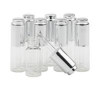 Pxyelec 10 ML Transparent Glass Dropper Bottle, Pack of 8 | Silver Pressure Pump, 0.3oz, Refillable, Essential Oil Portable Cosmetic Container, For Travel Daily Life