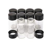 Pxyelec 10 Pack Clear Glass Vials with Plastic Screw Black Cap 5 ML | Great for storing perfume samples, essential oils, and liquid scents, also suitable for lab use