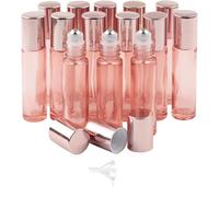 Pxyelec 14 Pack 10ml Roller Bottles With Stainless Steel Balls, Clear Pink