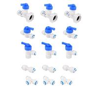 Pxyelec 15Pcs 1/4" Push Fit Connectors Kit for RO Water Filter Pipe