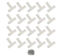 Pxyelec 20Pcs 4 Holes Angle Plate Corner Brace Flat T Bracket Connector 90 Degree Right Angle Fixing Repair Plated Joint Bracket Furniture Protector 60mm x 60mm / 2.4 x 2.4 inch