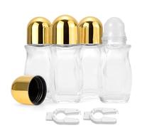 Pxyelec 4 pcs 50 ml Clear Glass Roller Bottles, Empty Rollerball Bottles with Plastic Roller Ball and White Opener Deodorant Container for Essential Oils, Perfume (Gold Lid)