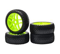 Pxyelec 4Pcs 17mm Buggy Rubber Tires Green for 1/8 Off-Road RC Car