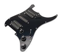 Pxyelec HSH Loaded Pickguard Black Wired Plate for Fender Strat Guitar Replacement