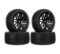 Pxyelec RC 1:10 Off-Road Car Buggy Rubber Tyre Tire Wheel Rim HEX 12 mm Black with Foam Inserts Pack of 4