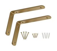 Pxzybd 2 Pcs Wall-mounted Shelf Brackets, Shelf Supporter Gold, Corner Brackets, Brackets for Floating Shelves, Decorative Shelving Brackets With Screws, Saving Space, for Diy,Gold-10×8cm(3.9×3.1in)