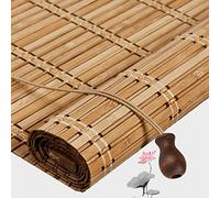 Pxzybd Bamboo Roller Blinds Outdoor 50cm 60cm 70cm 80cm 90cm 100cm 120cm,Bamboo Curtains for Windows,Sun Roll Up Shades,Retro Decorative Bamboo Roman Blinds,60% Light Filtering,W×H-50x100cm/20x39in