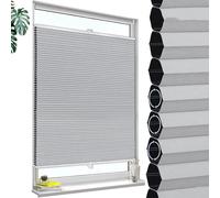Pxzybd Cellular Shades for Windows,Honeycomb Blinds Blackout,Cordless Honeycomb Pleated Blinds,Honeycomb Pleated Shades Thermal,Grey,10-160cm Wide Curtains,Customisable,W×H-125×110cm(49.2 * 43.3in)
