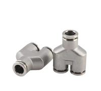 PY PW 3 Ways 4 6 8 10 12 16mm 1/4" 3/8" OD Tube Y Shape 304 Stainless Pneumatic Push To Connect Fitting Air Compressor Cylinder(8-4-4mm)