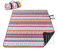 PY SUPER MODE Picnic Blankets Extra Large, Waterproof Foldable Outdoor Beach Blanket Oversized 83x79” Sandproof, 3-Layer Picnic Mat for Camping, Hiking, Travel, Park, Concerts-Bohemian Brown