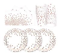 PYAILI 72PCS White Rose Gold Party Tableware Set | Paper Plates Cups and Napkins, Party Supplies for Birthday, Wedding, Picnic, Table Decorations (24 Guests)