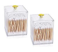 Pyanegn 2Pcs Cotton Ball Holder, Q-Tips Holder Clear Modern Bathroom Organizers, Jars with Lids, for Cotton Ball