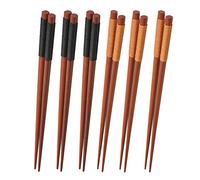 Pyanegn 6 Pairs Wood Chopsticks, Reusable Chinese Korean Japanese Chop Sticks Dishwasher Safe, Non-Slip