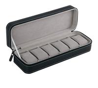 Pyanegn 6 Slot Box Portable Zipper Case Collector Storage Jewelry Storage Box(Black)
