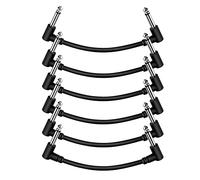 Pyanegn 6PCS 6 Inch Guitar Patch Cables, Black Guitar Pedal Cable Effect Cable Cord, 1/4 Inch Right Angle Guitar Patch Cable