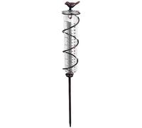 Pyanegn Capacity Glass Spiral Rain Gauge,Cast Iron Bird Hanging Rain Gauge,Garden Rain Water Meter Measuring with Metal Frame